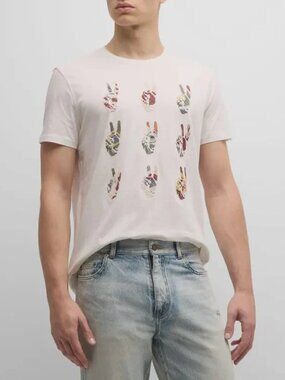 John Varvatos Peace Hand Tee in Salt Size Medium NWT
